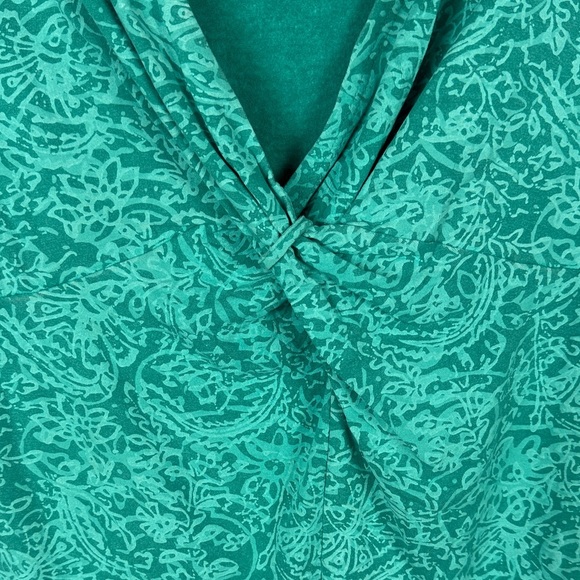 Fresh Produce Turquoise Patterned Wrap 3/4 Sleeve Blouse Size Medium - Picture 7 of 10